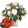 Flower bouquet New Year s Eve with Munz chocolate ladybird