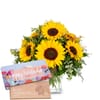 Flower bouquet 'Sunflowers Pure' with Munz bar of chocolate