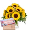 Flower bouquet 'Sunflowers Pure' with Munz bar of chocolate