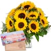 Flower bouquet 'Sunflowers Pure' with Munz bar of chocolate