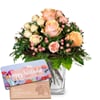 Flower bouquet 'Tender Winter Roses' with Munz bar of chocol
