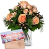 Flower bouquet 'Tender Winter Roses' with Munz bar of chocol