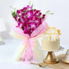 Fresh Orchids & Pineapple Cake Anniversary Combo