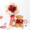 Fresh Roses, Chocolate & Teddy Gift Set Online