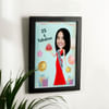 Gift Fun Personalized Caricature in Birthday Photo Frame Style for Women