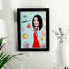 Fun Personalized Caricature in Birthday Photo Frame Style for Women