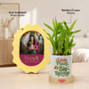 Gift Ganesh Chaturthi Personalized Bamboo Planter and Frame Combo