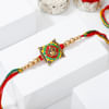 Ganesha Rakhi with Meena Work & Golden beads Online