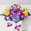 Gift Hamper With Mixed Flowers & Scented Candles Online