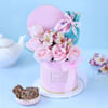 Gift Hamper with Pink Roses and Almond Treats Online