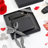 Glamorous Vegan Leather Wallet And Keychain Combo - Black Online