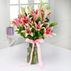 Gift Glass Vase of 6 Pink Lilies