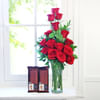 Glass Vase with 15 Red Roses & Bars of Cadbury Temptation Online