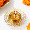 Buy Glowing Floral Metal Diya - Set Of 2