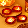 Gift Glowing Red Clay Diwali Diya - Set Of 4
