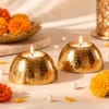 Gold Hammered Metal Tealight Holder Set
