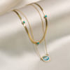 Gift Gold Plated Double Layered Evil Eye Necklace