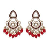 Buy Gold-plated Kundan And Meenakari Chandbali Earrings - Red