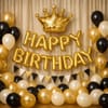 Golden & Black Birthday Balloon Arrangement