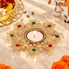 Golden Floral Metal Diya