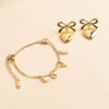 Golden Heart Bracelet And Earrings Combo For Women Online
