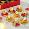Golden Metal Diya Gota Work Base (Set of 8) Online