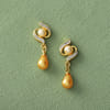 Gift Golden Pearl and CZ Pendant and Earrings Set