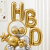Gift Golden Silver HBD Balloon Arrangement