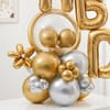 Buy Golden Silver HBD Balloon Arrangement