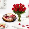 Gourmet Cheesecake And Rose Bouquet Combo Online