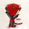 Graceful Love Valentine's Day 20 Red Rose And Cake Combo