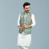 Gift Green Jacquard Bandi Jacket