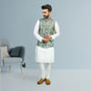 Green Jacquard Bandi Jacket Online