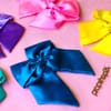 Gift Hair Ties - Satin - Cool And Pink Hues - Set Of 5