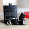 Gift Hakuna Ma'Vodka Personalized Hip Flask And Shot Glasses Set