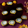 Buy Hand Painted Clay Diyas - Set Of 8