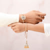Gift Handcrafted Pearl Rakhi Set for Bhaiya Bhabhi