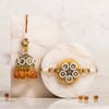 Shop Handcrafted Pearl Rakhi Set for Bhaiya Bhabhi