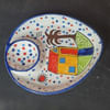 Gift Handpainted Ceramic Chip And Dip Platter - Oval - Single Piece