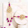 Gift Handpainted Floral Cake and Bhaiya Bhabhi Rakhi Combo