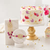 Handpainted Floral Cake and Bhaiya Bhabhi Rakhi Combo