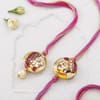 Gift Handpainted Raja Rani Bhaiya Bhabhi Rakhi & Kids Ice Cream Rakhi Set