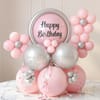 Buy Happy Birthday Balloon Arrangement - Baby Pink Edition