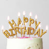 Happy Birthday Metalic Golden Candle Online
