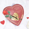 Heart Chocolate Box & Rose Combo