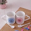 Gift Heart Shape Handle Ceramic Mug Set with Spoons
