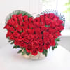 Heart Shaped Bouquet of 50 Red Roses in Basket Online