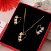 Shop Heart Shaped Stone Studded Fashionable Pendant Set
