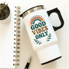Gift IGP Good Vibes Stainless Steel Travel Mug - 400 ML Insulated Coffee & Tea Mug with Handle and Tight