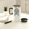 IGP Good Vibes Stainless Steel Travel Mug - 400 ML Insulated Coffee & Tea Mug with Handle and Tight